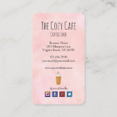 Chic & Trendy Blush Pink Iced Coffee Late Café Visitekaartje (Achterkant)