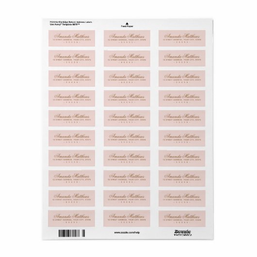 Chic trendy blush roze kalligrafiekscriptadres etiket (Full Sheet)