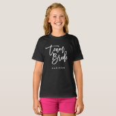 Chic Trendy Borstel Witte Script Team Bruid T-shirt (Voorkant volledig)