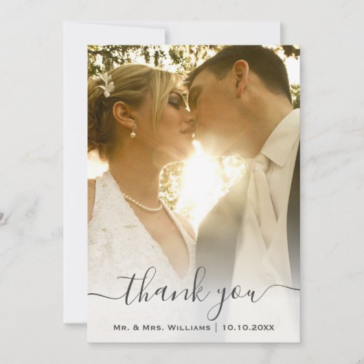Chic Trendy Classic Bride and Groom Wedding Photo Bedankkaart (Voorkant)