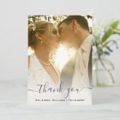 Chic Trendy Classic Bride and Groom Wedding Photo Bedankkaart (Staand voorkant)