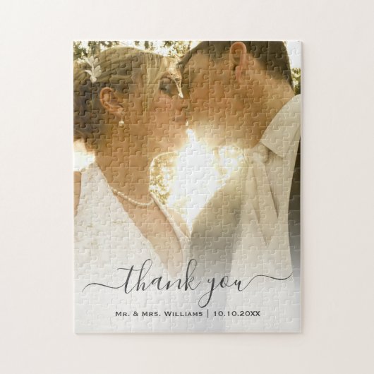Chic Trendy Classic Bride and Groom Wedding Photo Legpuzzel (Verticaal)