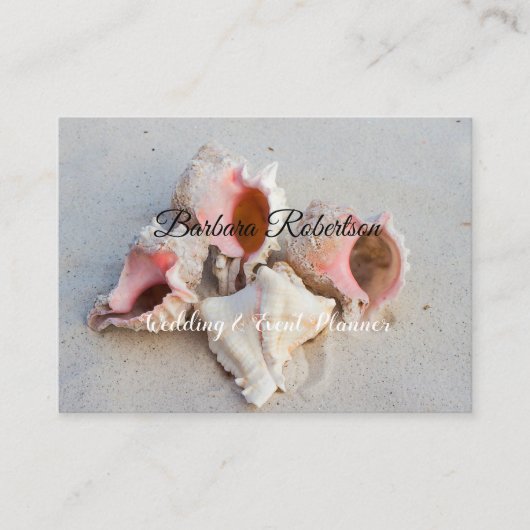 Chic Trendy Coastal Beach Seashells Wedding Visitekaartje (Voorkant)