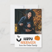 Chic Trendy Custom "Happy Halloween" Familiefoto Kaart (Voorkant)