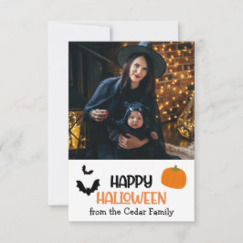 Chic Trendy Custom "Happy Halloween" Familiefoto Kaart