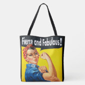 Chic trendy Fierce en Fabulous Rosie de Riveter Tote Bag (Achterkant)