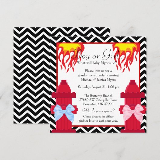 Chic Trendy Fire Fighter Chevron Gender onthulling Kaart (Voorkant / Achterkant)