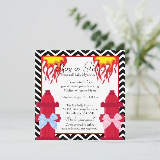 Chic Trendy Fire Fighter Chevron Gender onthulling Kaart (Staand voorkant)