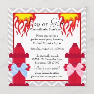 Chic Trendy Fire Fighter Chevron Gender onthulling Kaart