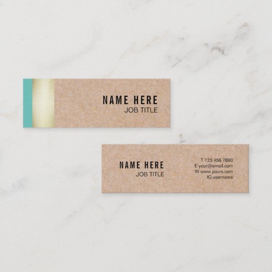 Chic Trendy Gold Stripe Kraft Mini Visitekaartje (Voorkant / Achterkant)