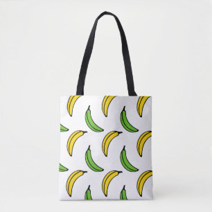 Chic Trendy Green en Yellow Banana Pattern Tote Bag