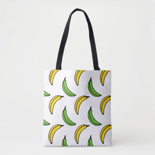 Chic Trendy Green en Yellow Banana Pattern Tote Bag (Voorkant)