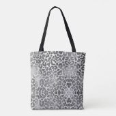 Chic Trendy Grijs  Luipaard Dierprint Monogram Tote Bag (Achterkant)