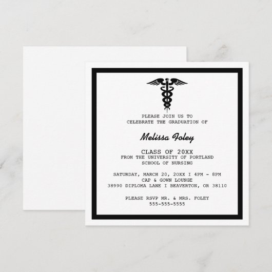 Chic Trendy Medical School Afstuderen Aankondiging (Voorkant / Achterkant)