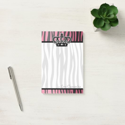 Chic trendy princesroze en zwart zebrapatroon post-it® notes (Kantoor)