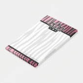 Chic trendy princesroze en zwart zebrapatroon post-it® notes (Schuin)
