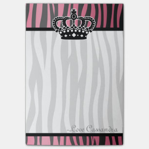 Chic trendy princesroze en zwart zebrapatroon post-it® notes