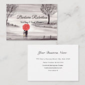 Chic trendy Red Umbrella Love koppel Weddenschap Visitekaartje (Voorkant / Achterkant)