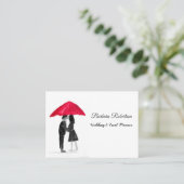 Chic trendy Red Umbrella Love koppel Weddenschap Visitekaartje (Staand voorkant)