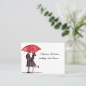 Chic trendy Red Umbrella Love koppel Wedin Visitekaartje (Staand voorkant)