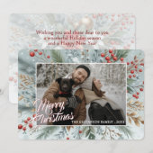 Chic Trendy Rode Bloemen Berries Vakantie Krans Feestdagenkaart (Voorkant / Achterkant)