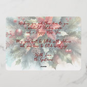 Chic Trendy Rode Bloemen Bessen Krans Goud Folie Feestdagenkaart (Achterkant)