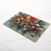 Chic Trendy Rode Bloemen Bessen Krans Goud Folie Feestdagenkaart (Gedraaid)