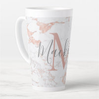 Chic Trendy Roos Gold Foil marble Monogram