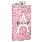 Chic & Trendy Roos Gold Glitter Sparkles Monogram Heupfles (Rechts)