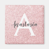 Chic & Trendy Roos Gold Glitter Sparkles Monogram Magneet (Voorkant)