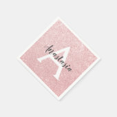 Chic & Trendy Roos Gold Glitter Sparkles Monogram Servet (Hoek)