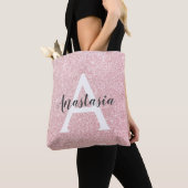 Chic & Trendy Roos Gold Glitter Sparkles Monogram Tote Bag (Dichtbij)