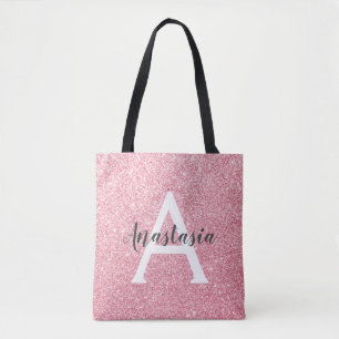 Chic & Trendy Roos Gold Glitter Sparkles Monogram Tote Bag