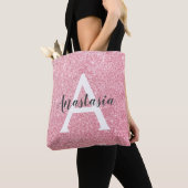Chic & Trendy Roos Gold Glitter Sparkles Monogram Tote Bag (Dichtbij)
