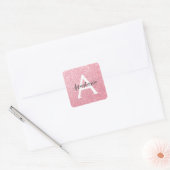 Chic & Trendy Roos Gold Glitter Sparkles Monogram Vierkante Sticker (Envelop)