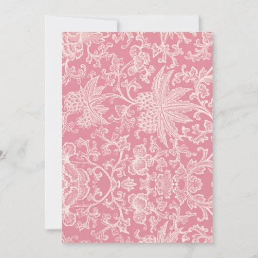 Chic Trendy Roze Bloemen Lijst Huwelijksuitnodigin (Achterkant)