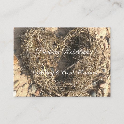 Chic trendy Rustic Coastal Beach Heart Wedding Visitekaartje (Voorkant)