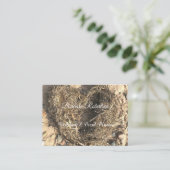 Chic trendy Rustic Coastal Beach Heart Wedding Visitekaartje (Staand voorkant)