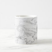 Chic Trendy Silver Foil Marble Monogram Koffiemok (Center)