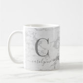 Chic Trendy Silver Foil Marble Monogram Koffiemok (Links)