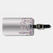 Chic Trendy, Strepen Zilver Glitter Druppels Bagagelabel (Voorkant horizontaal)