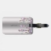 Chic Trendy, Strepen Zilver Glitter Druppels Bagagelabel (Achterkant horizontaal)