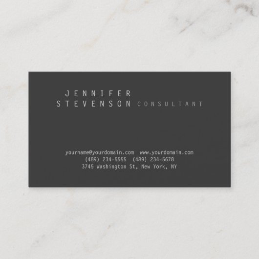 Chic Trendy Stylish Grey Clean Visitekaartje (Voorkant)