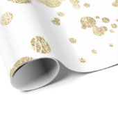 Chic trendy white faux Gold elegant confetti stipp Cadeaupapier (Rol Hoek)