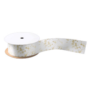 Chic trendy white faux Gold elegant confetti stipp Satijnen Lint