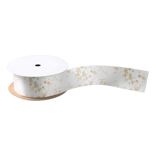Chic trendy white faux Gold elegant confetti stipp Satijnen Lint (Spoel)
