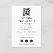 Chic Trendy Zwart Wit Professionele Foto QR Code Visitekaartje (Achterkant)