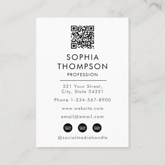 Chic Trendy Zwart Wit Professionele Foto QR Code Visitekaartje (Achterkant)
