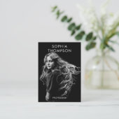 Chic Trendy Zwart Wit Professionele Foto QR Code Visitekaartje (Staand voorkant)