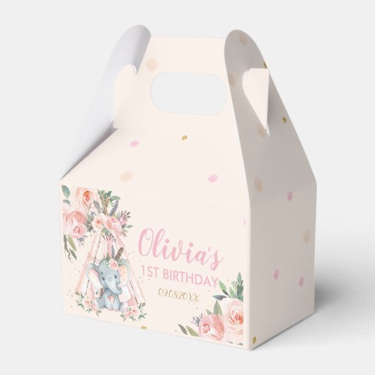 Chic Tribal Cute Elephant Blush Floral Wild One Bedankdoosjes (Voorkant Zijde)